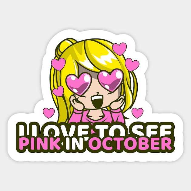 I Love To See Pink In October Sticker by MonkeyLogick